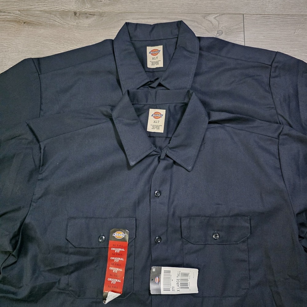 Lot of 2 - Dickies Short Sleeve Work Shirt Men's XL Tall‎ Navy Original Fit NWT